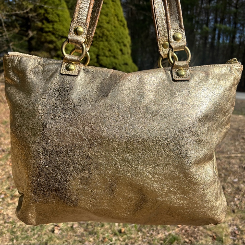 COACH Poppy Metallic Gold Shoulder Bag - Picture 3 of 17